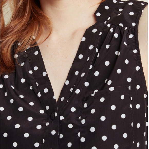 ModCloth Sleeveless Black Tunic with Polka Dots -S - Picture 3 of 4